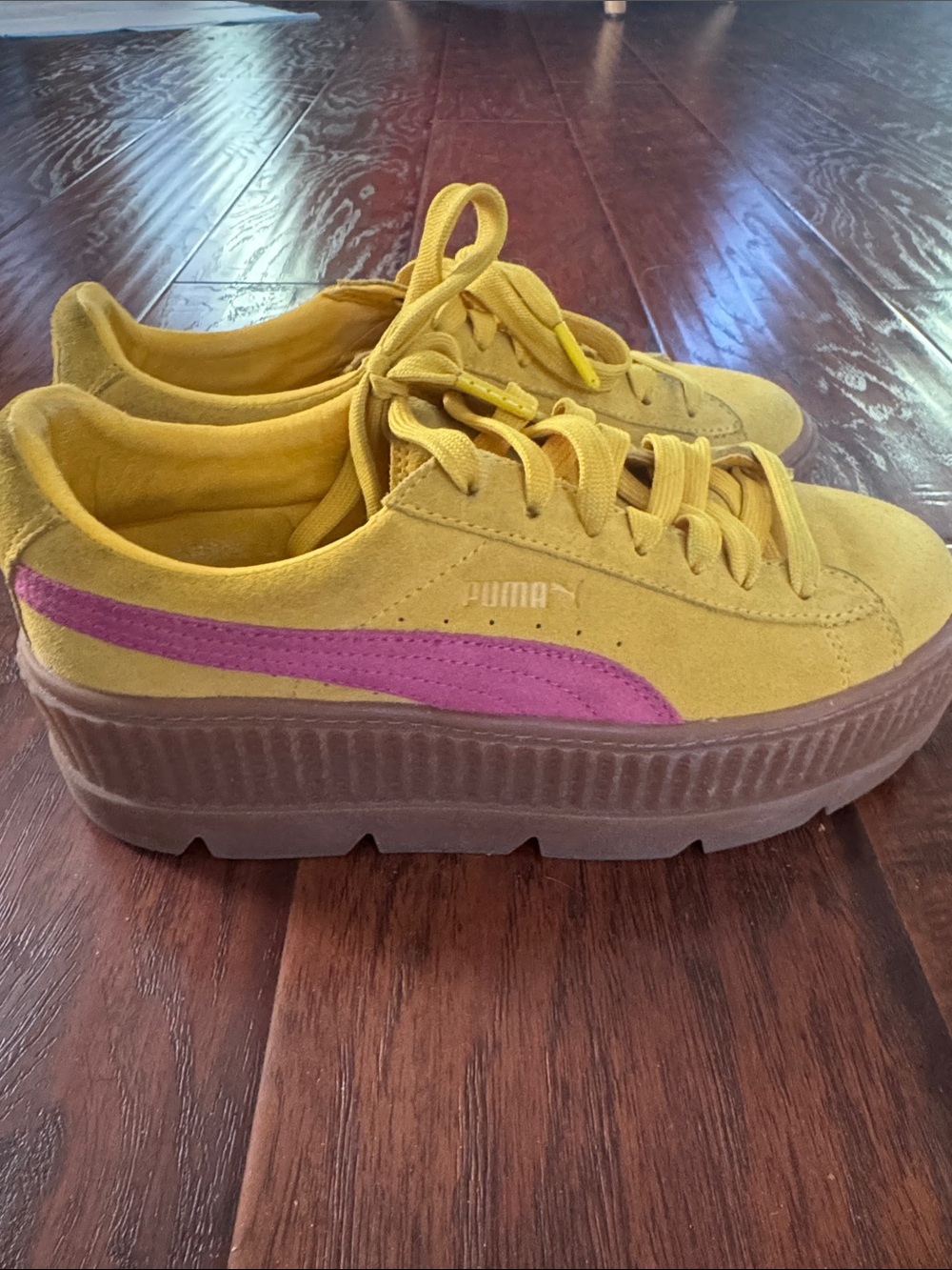 Puma fenty yellow pink suede platform  40 us 9
